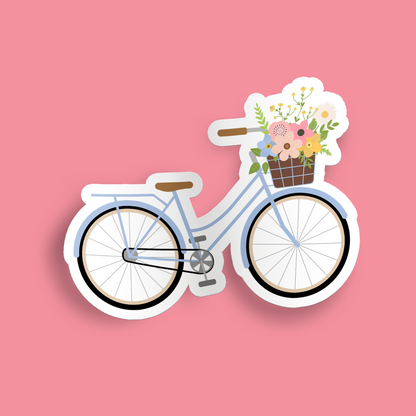 Bike with Flower Basket Sticker