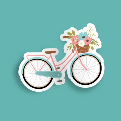 Bike with Flower Basket Sticker