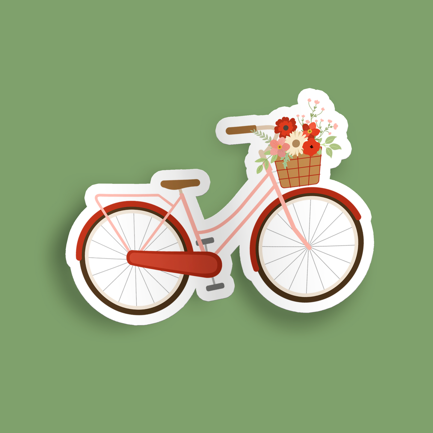 Bike with Flower Basket Sticker