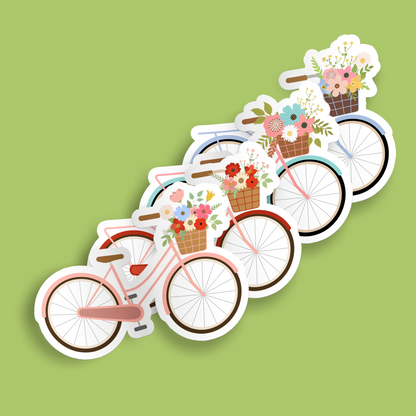 Bike with Flower Basket Sticker