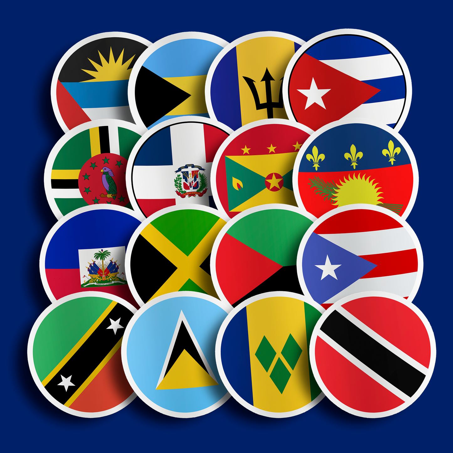 World Flag Stickers - North America - Caribbean