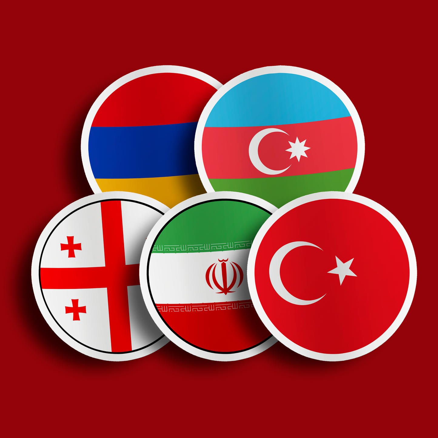 World Flag Stickers - Middle East - The Caucasus