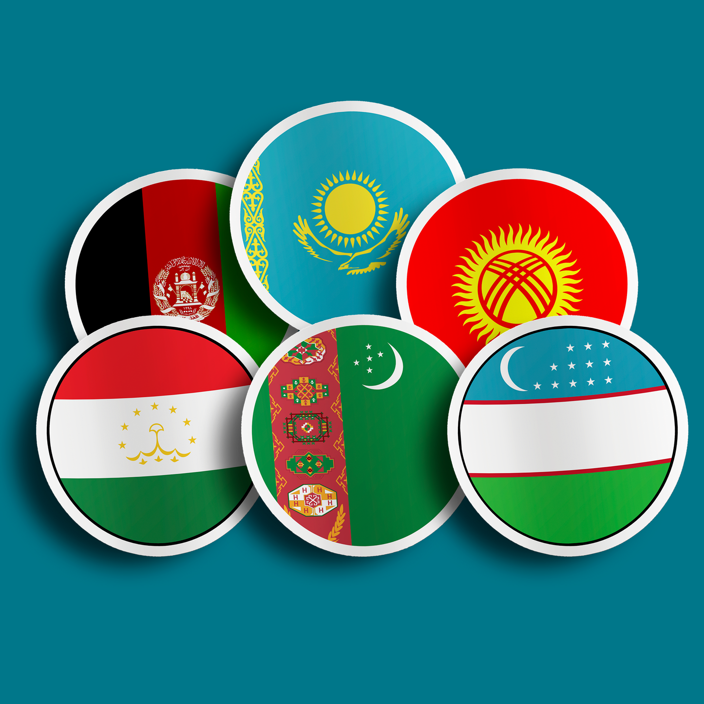 World Flag Stickers -  Central Asia