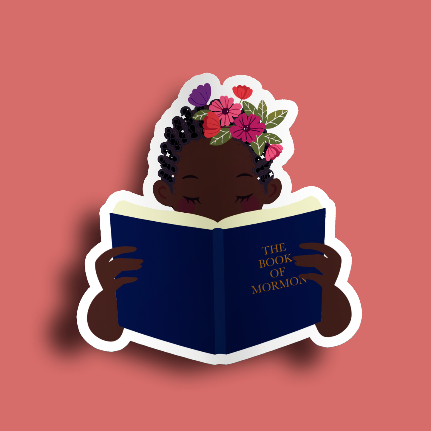 Girl Holding Book of Mormon- Cornrows Sticker