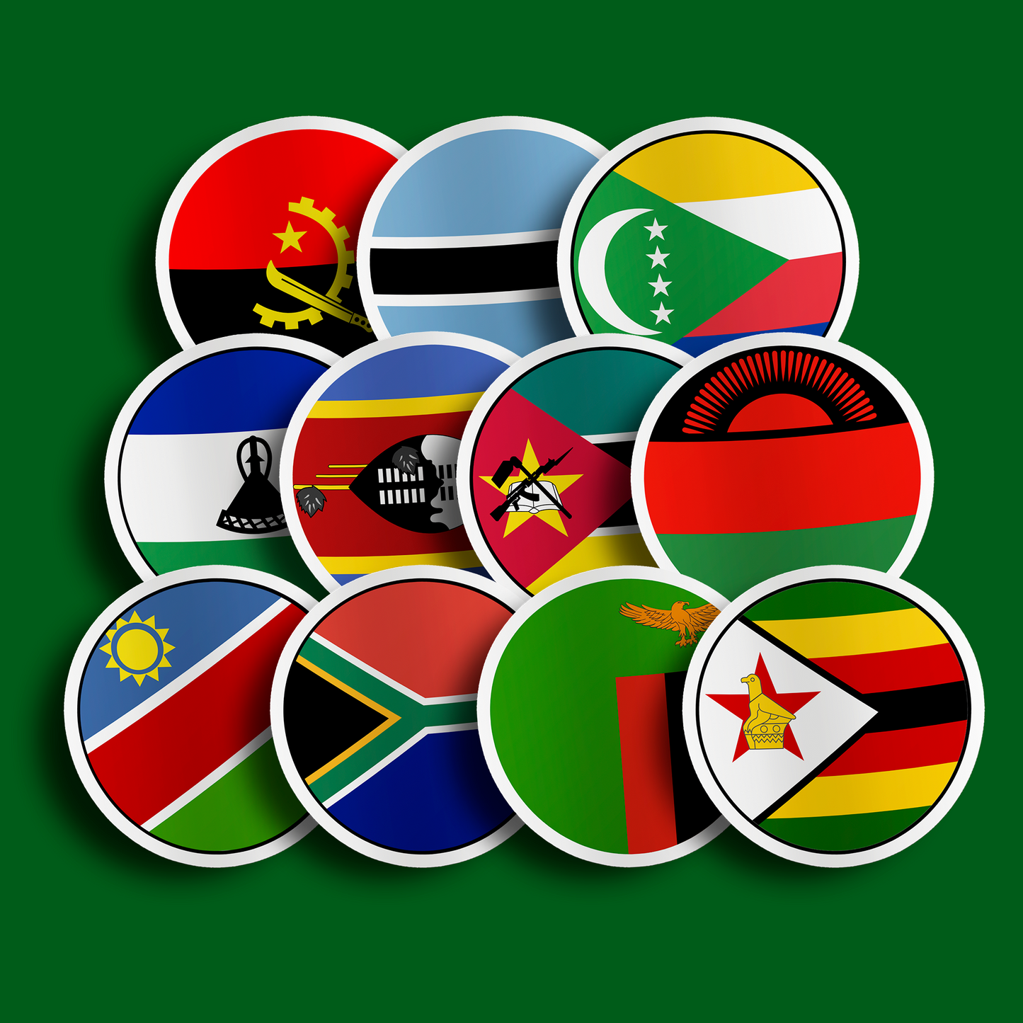 World Flag Stickers - Southern Africa